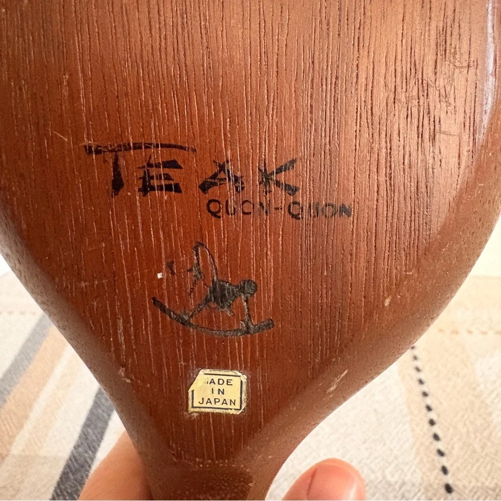 Mid Century Modern Teak Wood Divided Tray Quon Quon Handcrafted Pea Pod Leaf